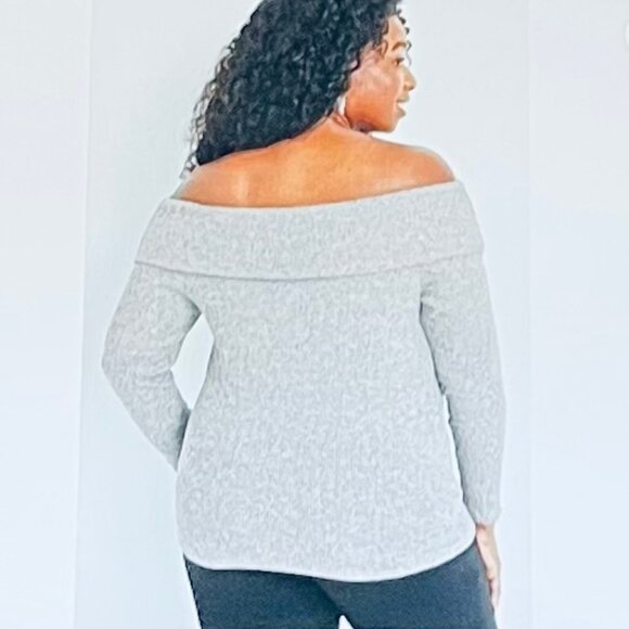 Maurices Shoulder Baring Rib Knit Sweater in Gray (1X) New with Tag - Picture 2 of 8